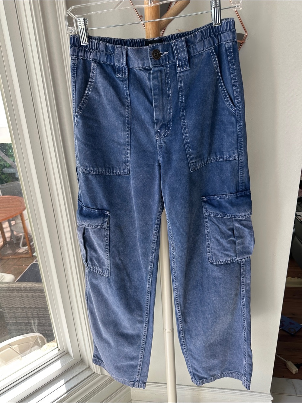 BDG Urban Outfitters Blue Cargo Pants Skate Jeans Blue Denim Wide Leg Size 27